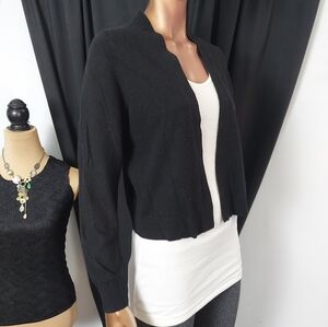 Merino Wool & Cashmere Blend Black Cardigan, Banana Republic, Sz L